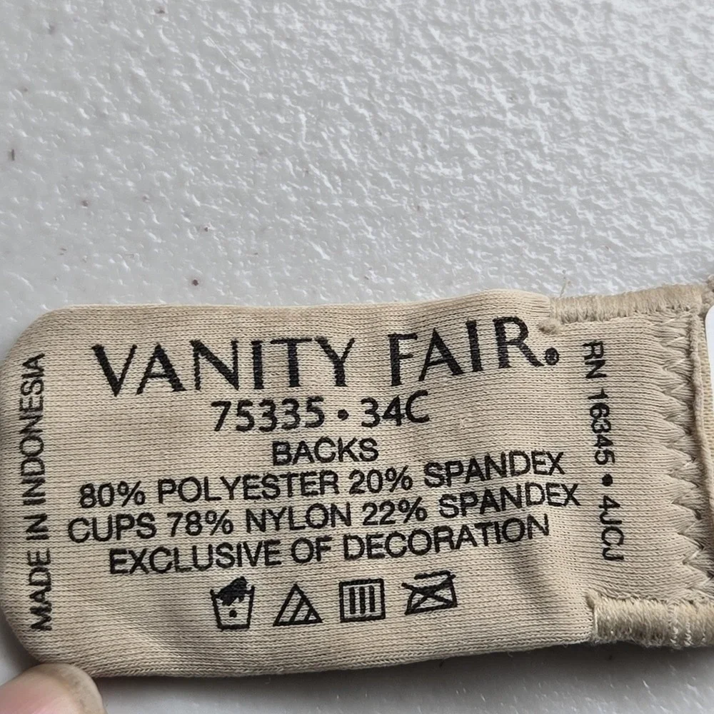 Vanity Fair Women Bra 34C Beige‎ 75335 T Shirt Underwired Convertible